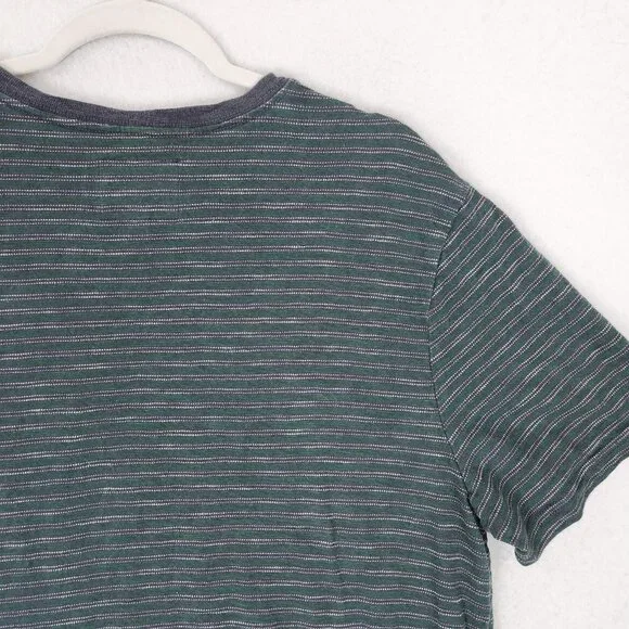 Roark Shirt Mens XL Green Gray Striped Revival Pocket Crewneck Short Sleeve Tee - Picture 11 of 11